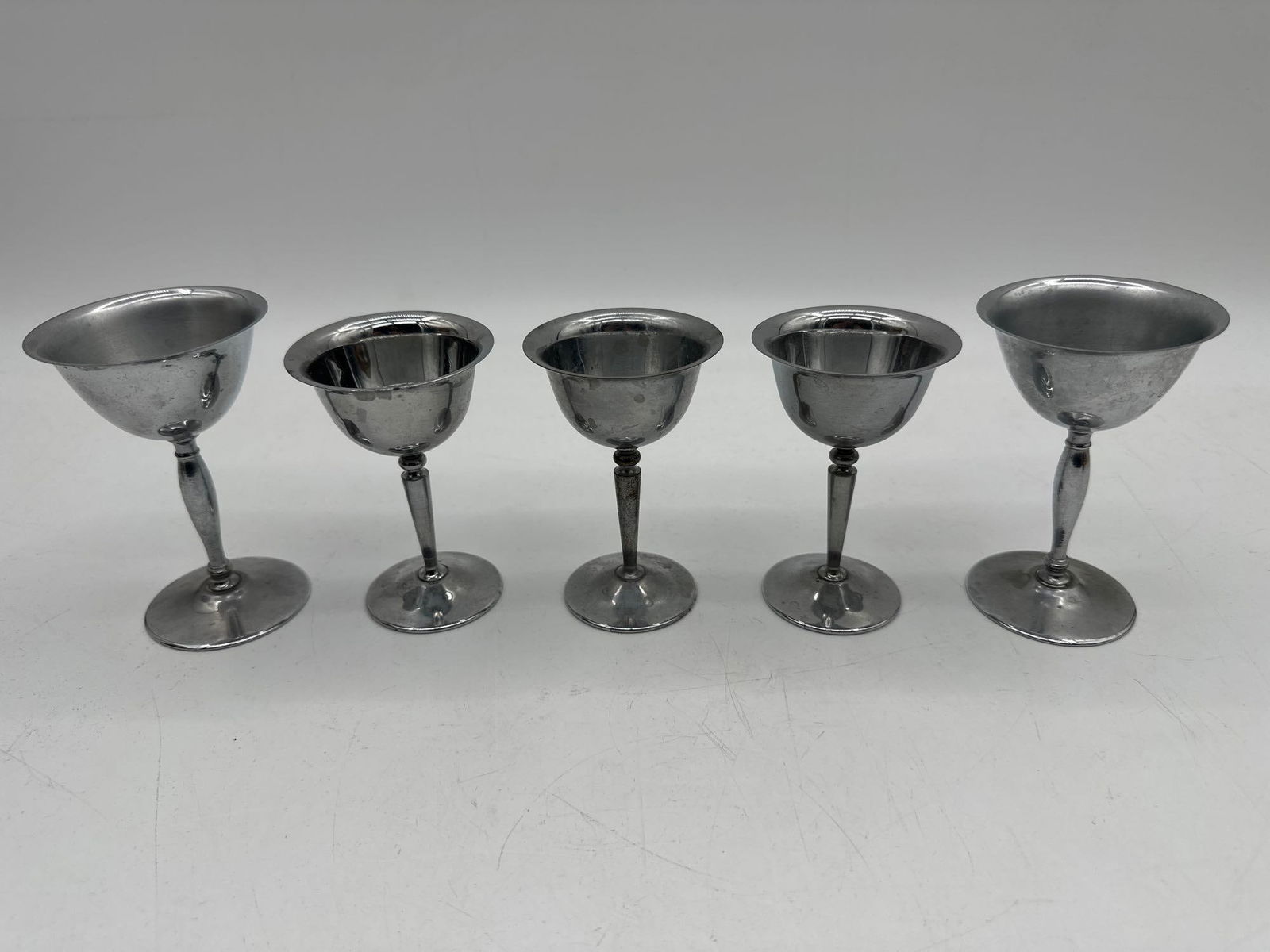 Set of 5 Vintage Silver Toned Cordial Goblets (1 of 5)