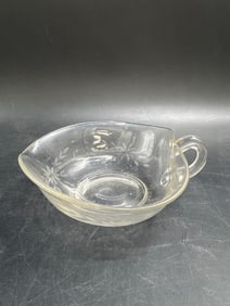 Vintage Etched Glass Gravy Boat / Sauce Server