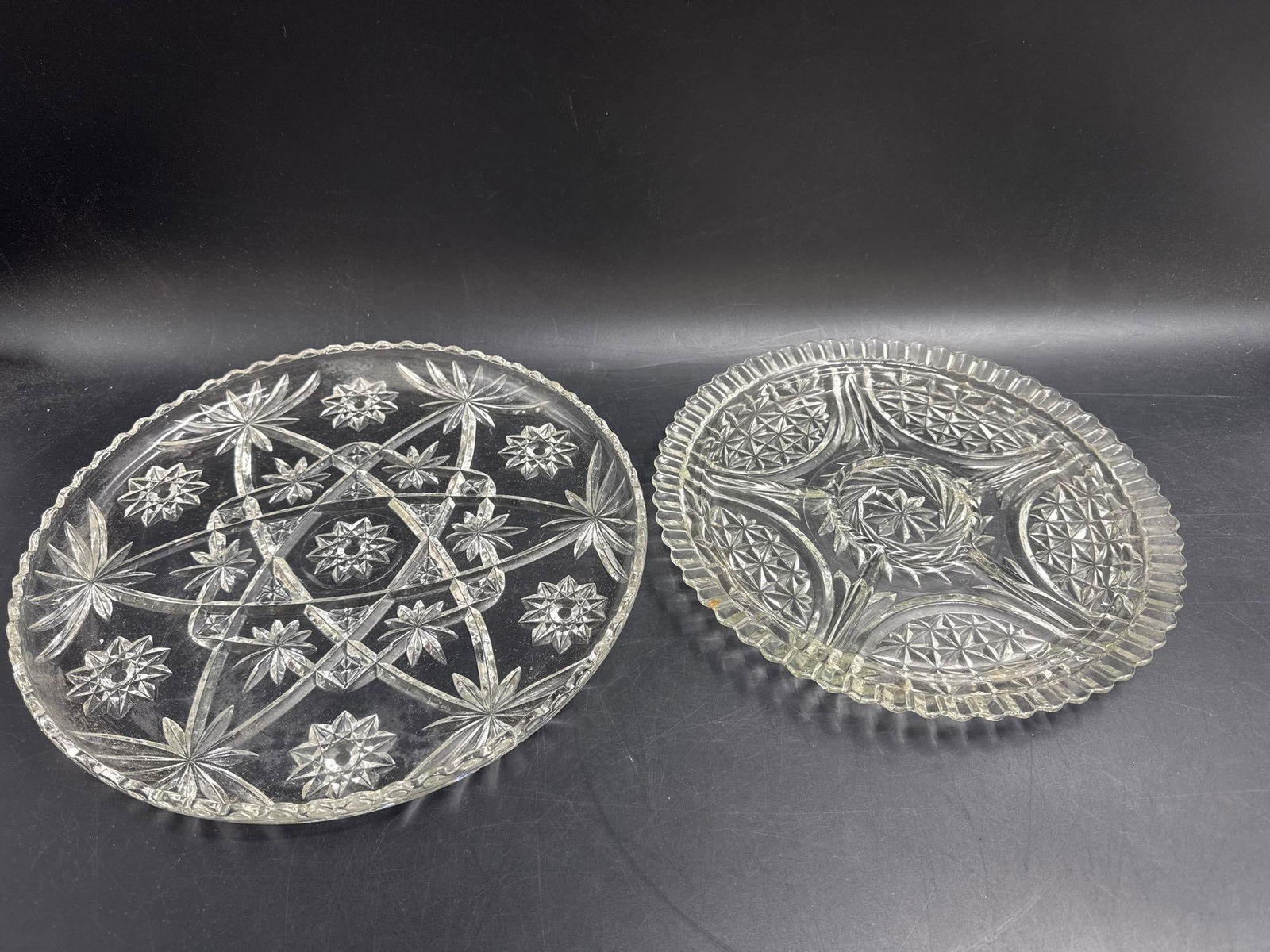 Pair of Vintage Pressed Glass Serving Trays (1 of 4)