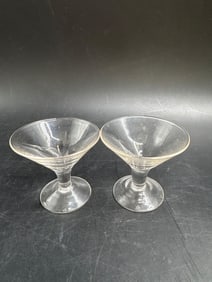 Pair of Vintage Clear Glass Cocktail Stems