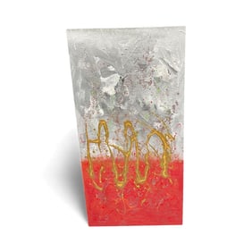 Miguel Angel-Jimenez – Red and Silver Textured Abstract