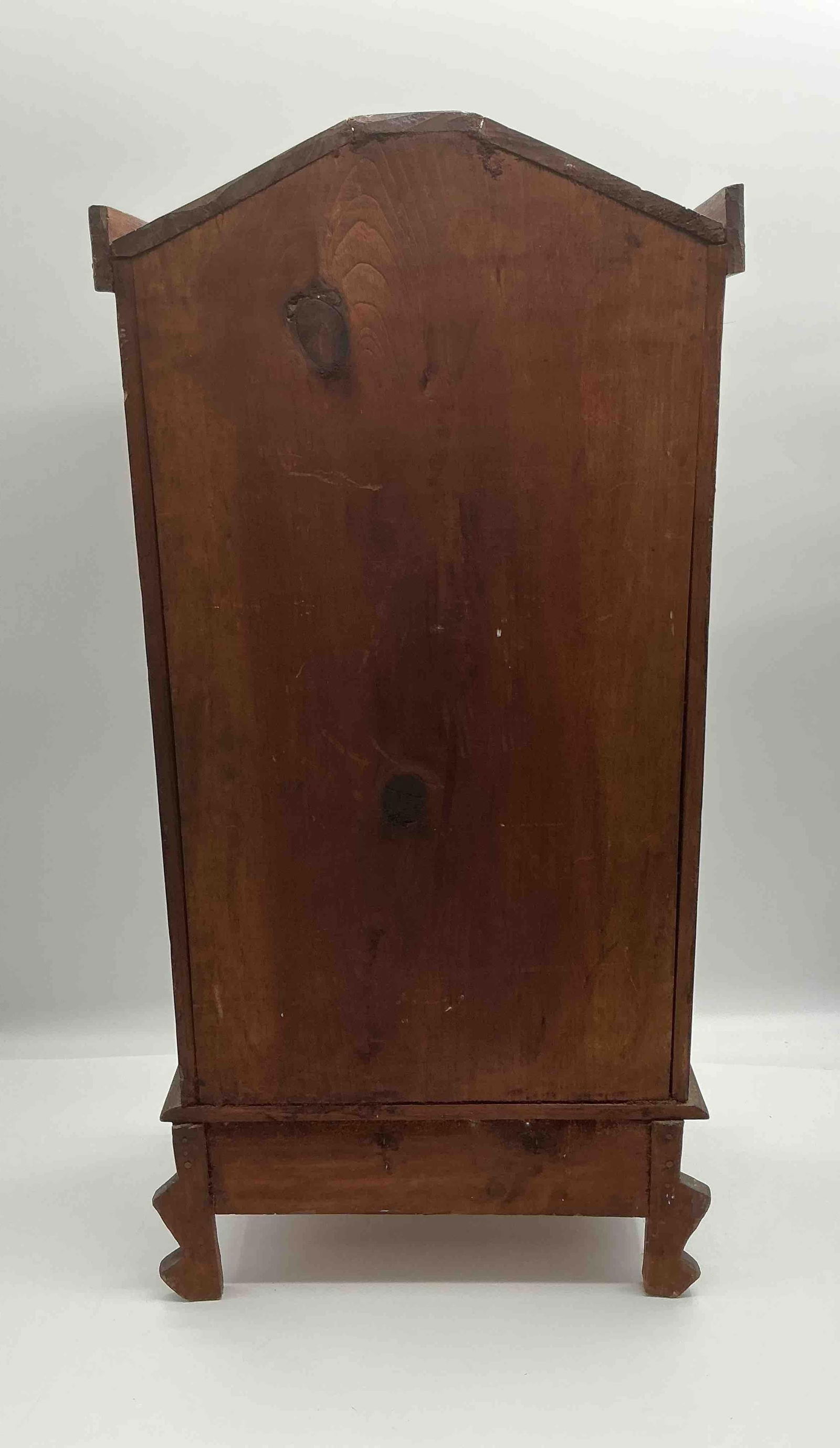 Hand-Carved Folk Art Wooden Cabinet with Floral and Geometric Motifs - 6