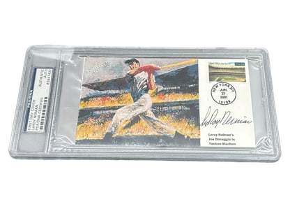 Leroy Neiman Signed Joe DiMaggio First Day Cover Encased Display