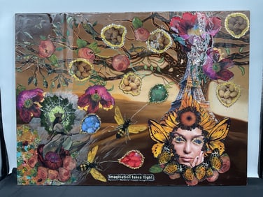 Imagination Takes Flight Mixed Media Collage