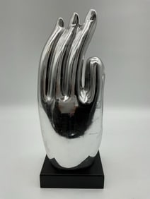 Silver-Tone Ganesha in Hand Sculpture