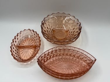 Pink Depression Glass Bowl Collection (6 Pieces)
