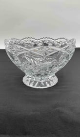 Pair of Pressed Glass Footed Bowls with Diamond and Star Pattern