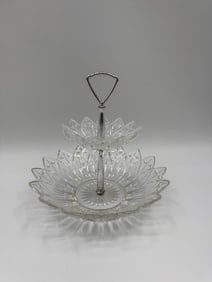 Two-Tiered Pressed Glass Serving Stand
