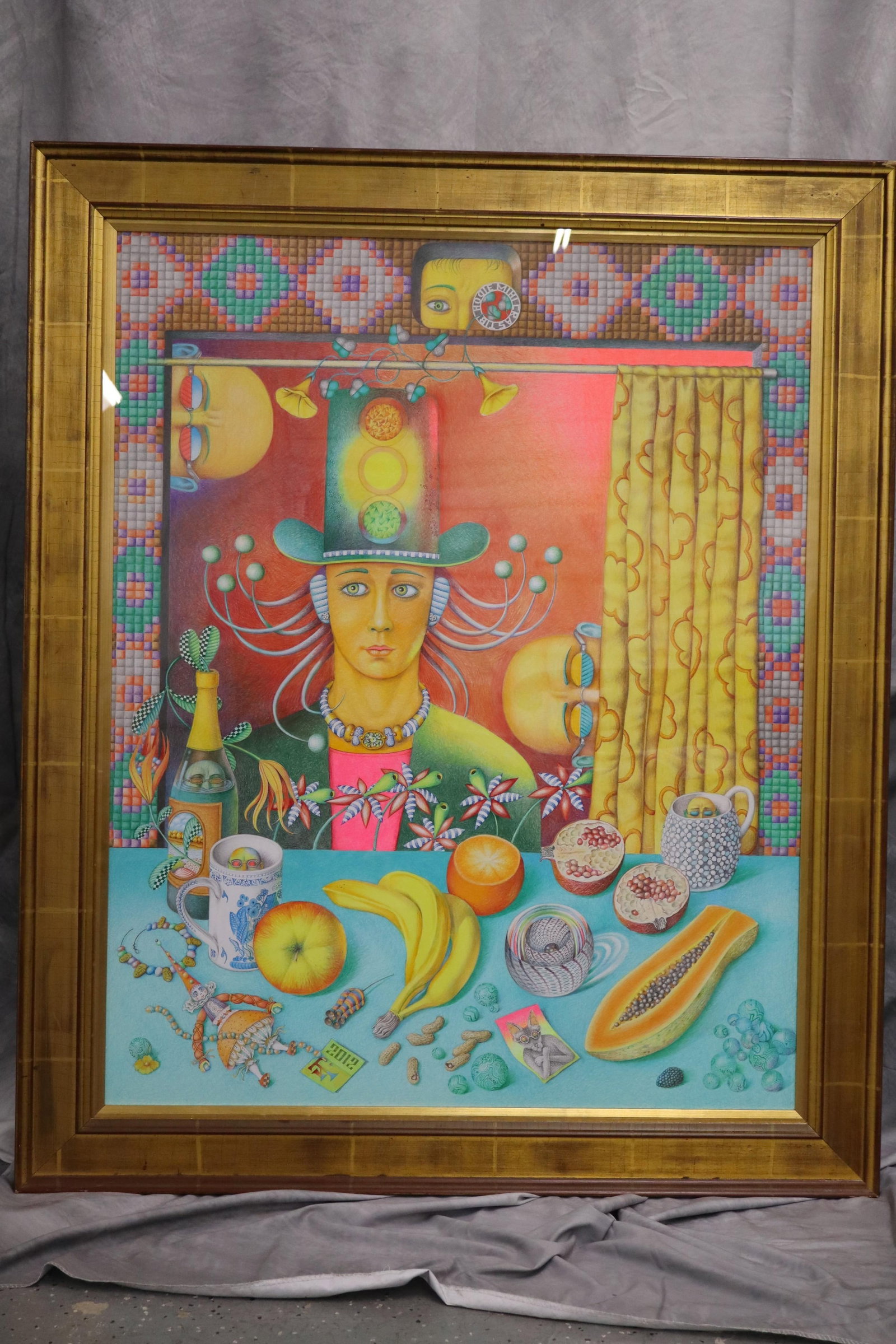IGOR TULPANOV (RUSSIAN-AMERICAN B. 1939) Mixed Media Original: One of a kind original piece by Russian/Israeli/American artist Igor Tulpanov. This piece is from the absolutizim series and titled "Nowhere Man, still life and mosaic" It ha
