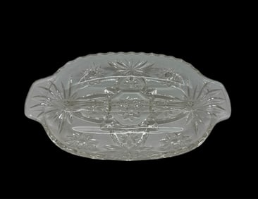 Vintage Cut Glass Divided Serving Dish