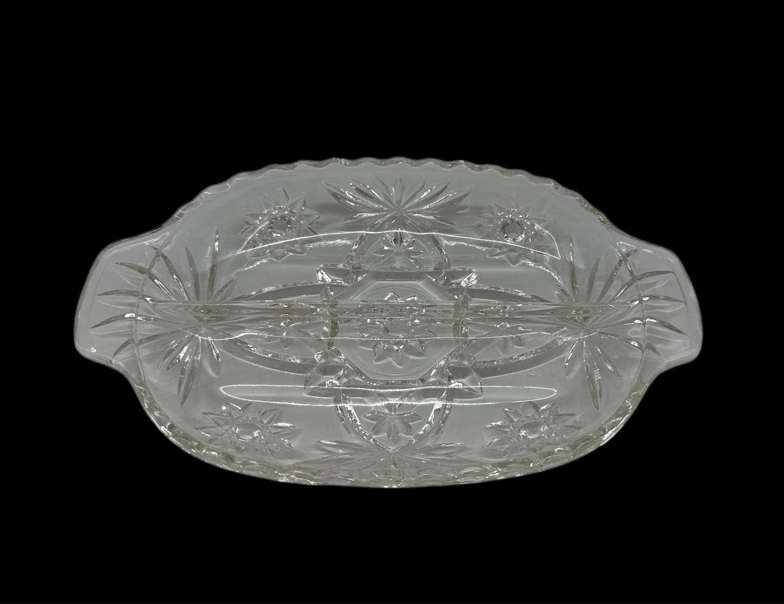 Vintage Cut Glass Divided Serving Dish (1 of 3)