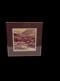 Coastal Village Landscape Print, Framed