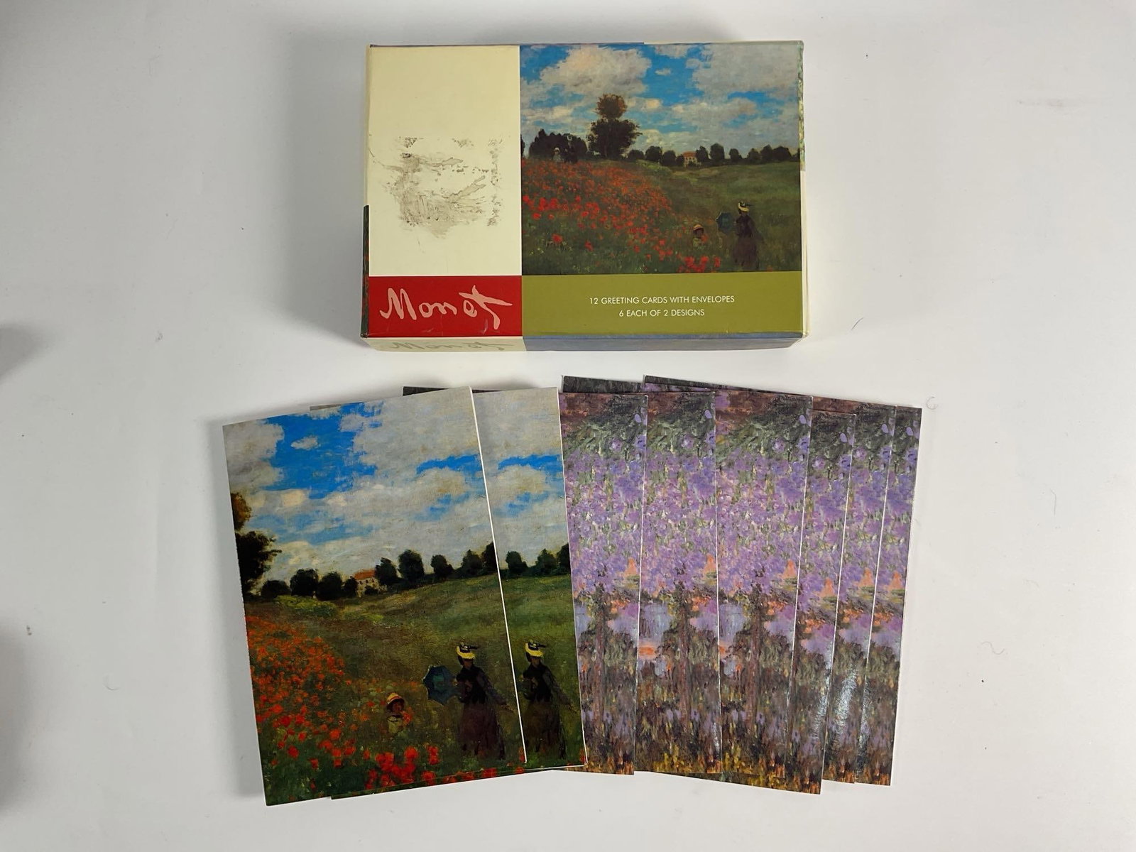Impressionist Landscape Notecard Set - Monet: A beautifully curated set of notecards featuring impressionist landscape art. The collection includes a variety of serene countryside and floral meadow scenes inspired by iconic impressionist painting