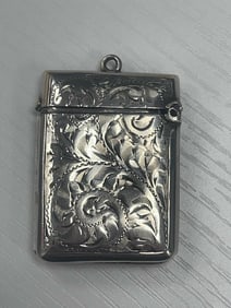 S.M.L. Antique sterling silver vesta case (match safe)