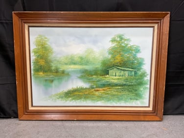 Lakeside Cabin in Misty Forest by Demidet