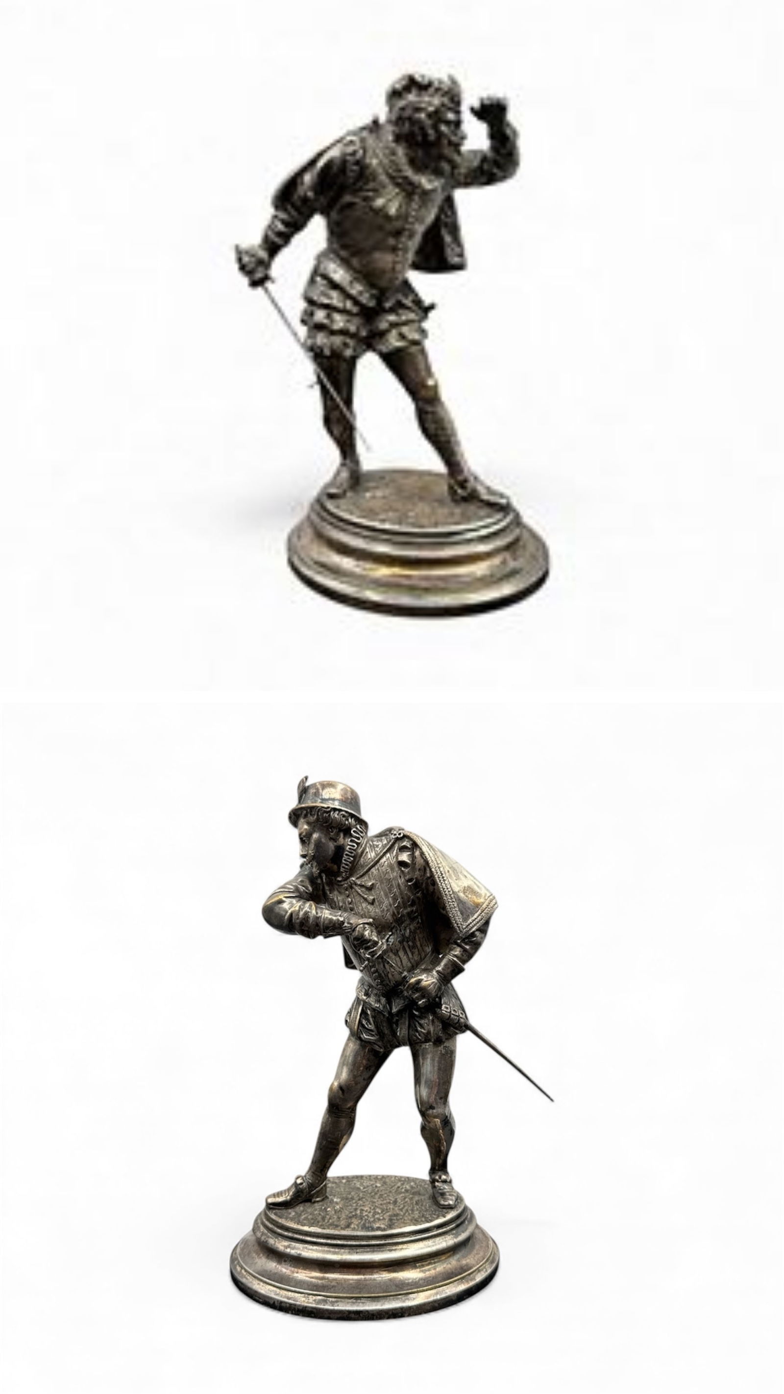 Émile Guillemin (French, 1841–1907) Pair of Silvered Bronze Figural Sculptures (1 of 7)