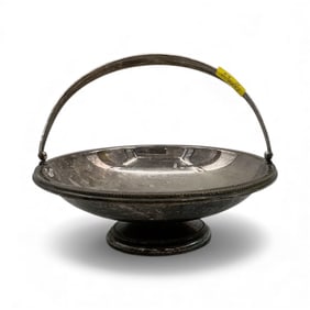Antique Silver Plated Footed Bowl with Handle