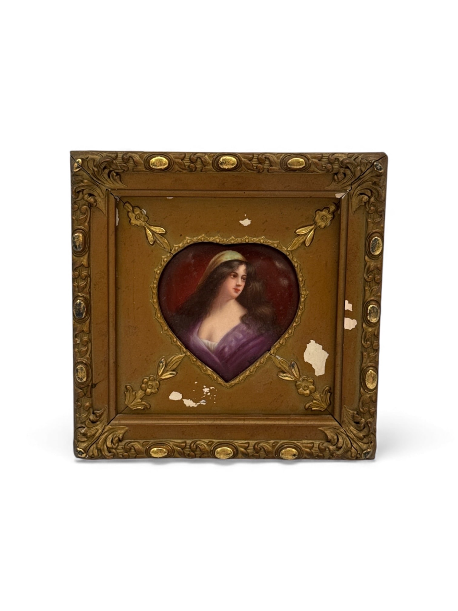 KPM German Hand Painted Porcelain Plaque: Description: This is a hand painted porcelain plaque by KPM of an original painting that was made by French/Italian painter Angelo Asti. Dimensions: H:7.5in W:7.5in