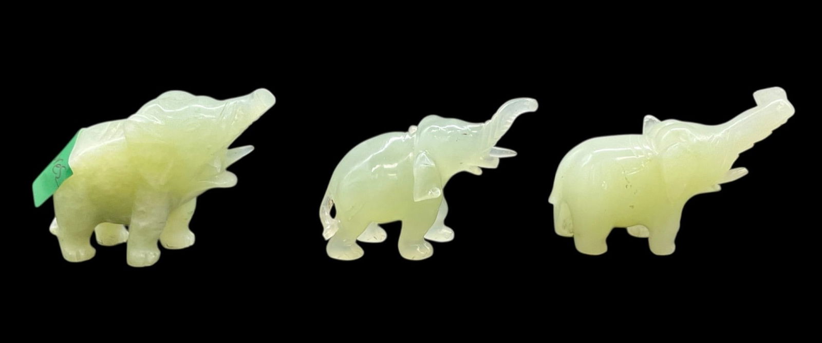 Set of Three Carved Jade Elephant Figurines - 2