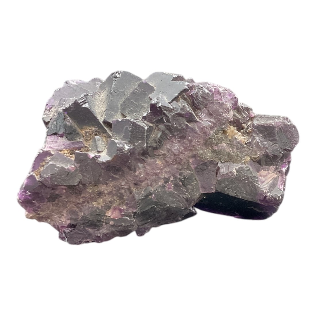 Natural Amethyst Crystal Mineral Specimen: This natural amethyst mineral specimen displays rich purple coloration with crystalline structure visible throughout the stone. The piece features layered crystal growth with angular formations and