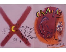 Marc Chagall 'Book Cover from Lithograph II: Marc Chagall Book Cover From Lithograph II' Medium: Lithograph On Paper Date: 1963 Edition: Limited Size: 19 x 12.75 inches Additional Details: Chagall Lithograph II, 1963. Colour lithograph, book