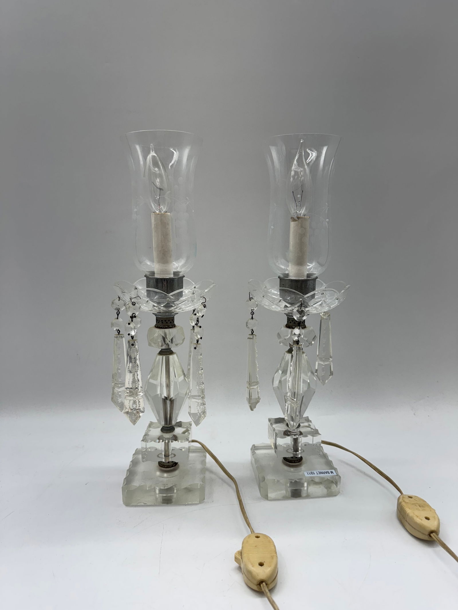 Hollywood Regency Mid Century Glass and Cut Crystal Lamps (1 of 3)