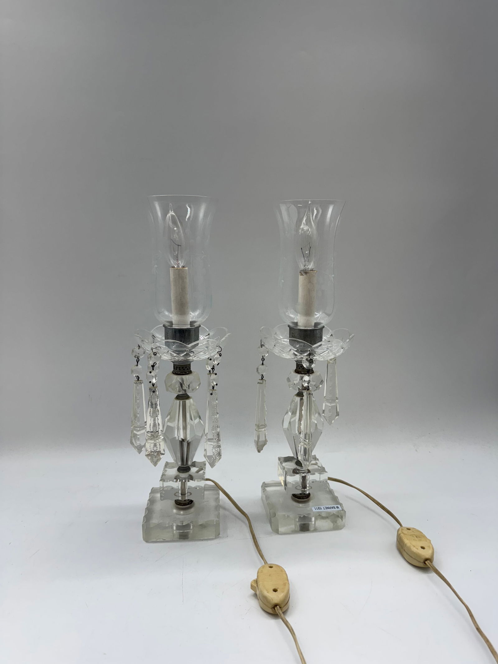 Hollywood Regency Mid Century Glass and Cut Crystal Lamps - 2