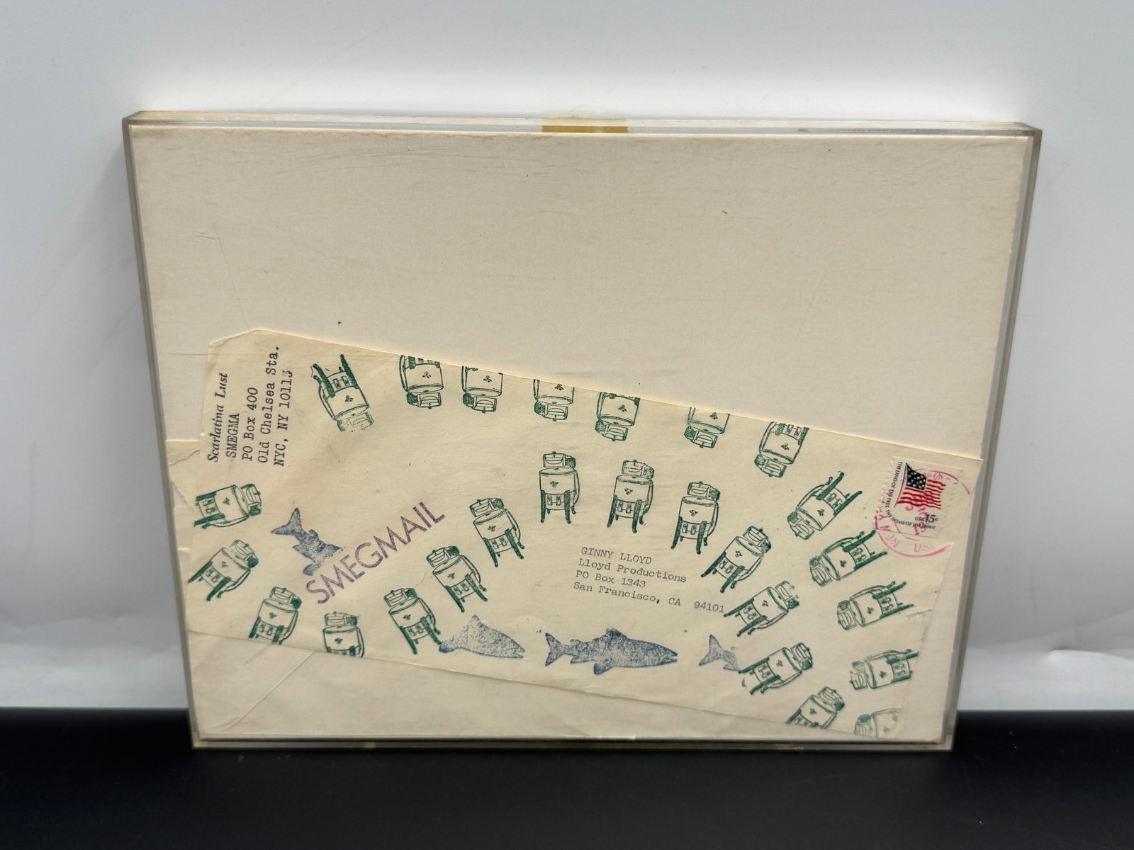Ginny Lloyd Framed Mail Art Envelope, Illustrated Artist Correspondence, Conceptual Art (1 of 3)