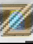 Mother and Child Before Notre Dame by Marc Chagall (Belarus, 1887-1985) Lithograph: Description: Marc Chagall's "Mother and Child Before Notre Dame," framed. Features the artist's signature style with vibrant colors and dreamlike imagery.Medium: