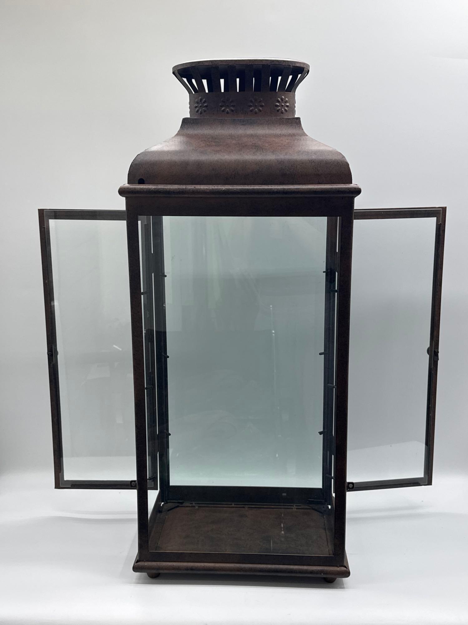 Large Rustic Metal and Glass cabinet - 2