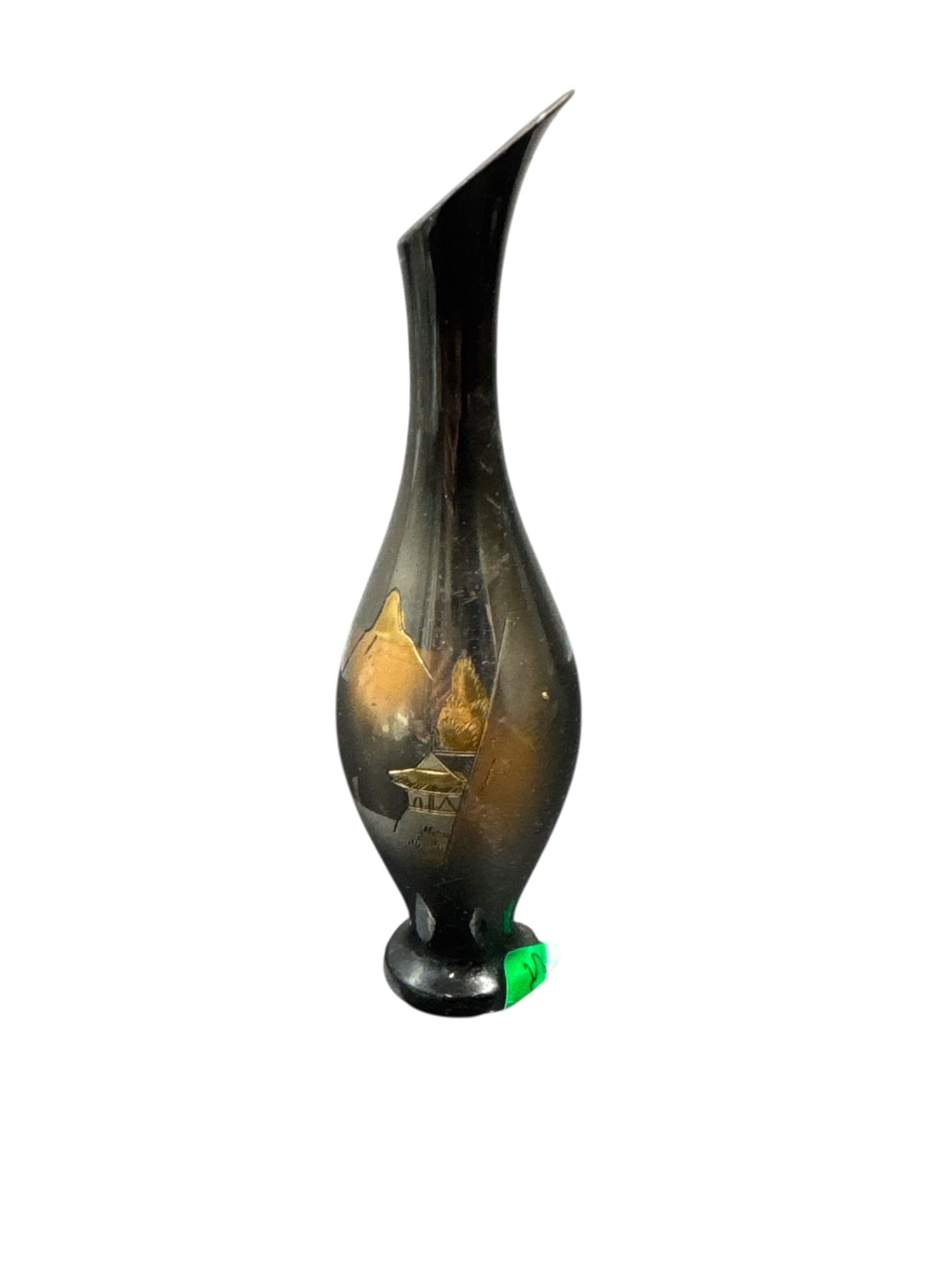Decorative Black and Gold Art Glass Bud Vase (1 of 2)