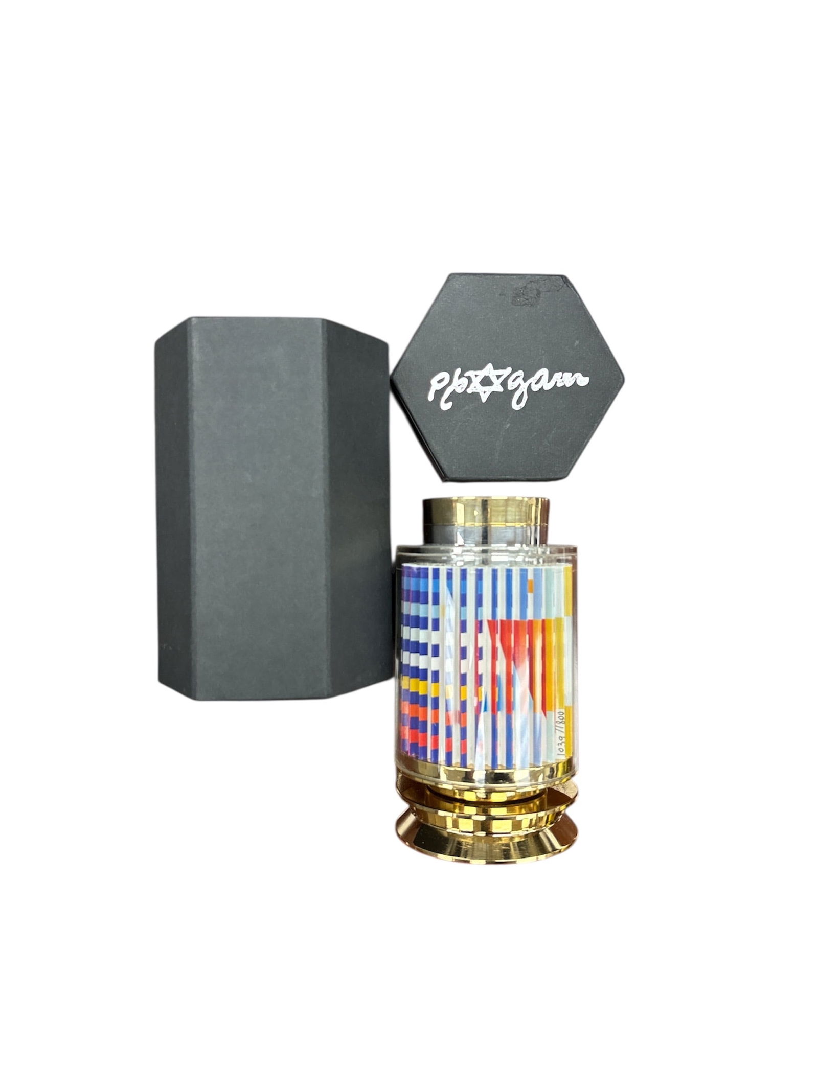 Yaacov Agam (b. 1928) | Limited Edition 24K Gold-Plated Revolving Kinetic Kiddush Cup: This exquisite, hand-signed and numbered work of art is a stunning fusion of modern Israeli kinetic art and traditional Jewish ritual, designed by the internationally acclaimed artist Yaacov Agam. A p