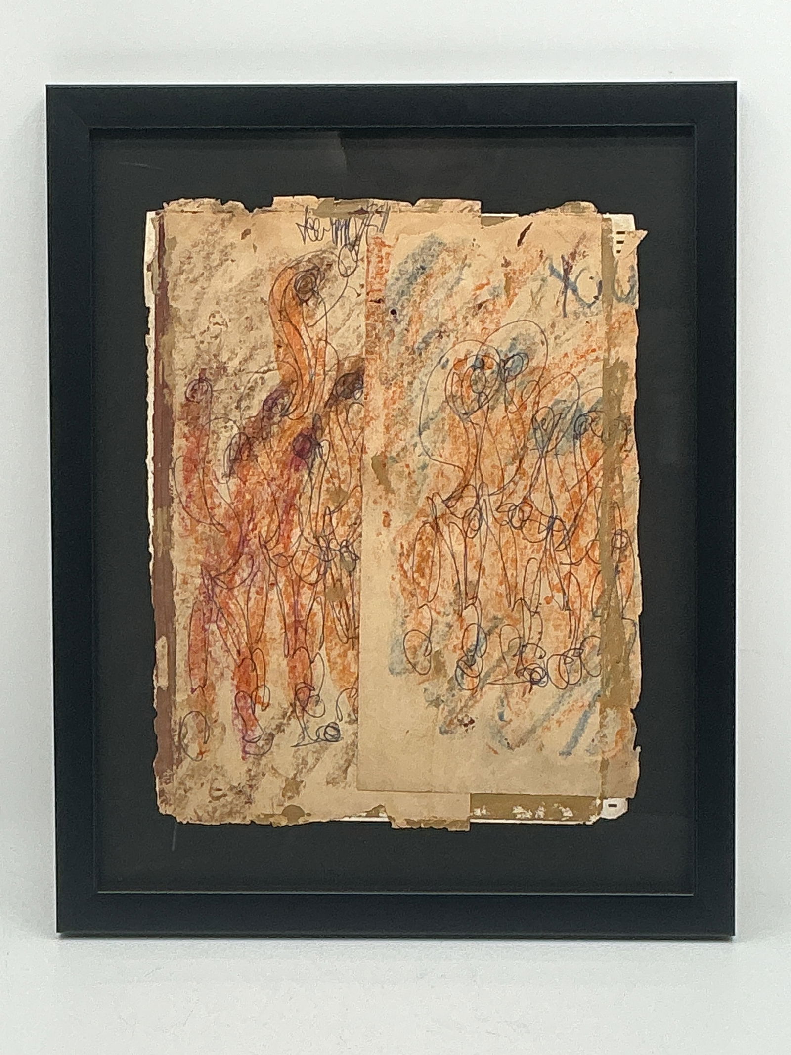 Purvis Young Woven Figures: Medium: Mixed Media On Paper Date: 1989 Edition: Original Size: 11.5 x 9 inches Additional Details: Original drawing on paper. Hand signed