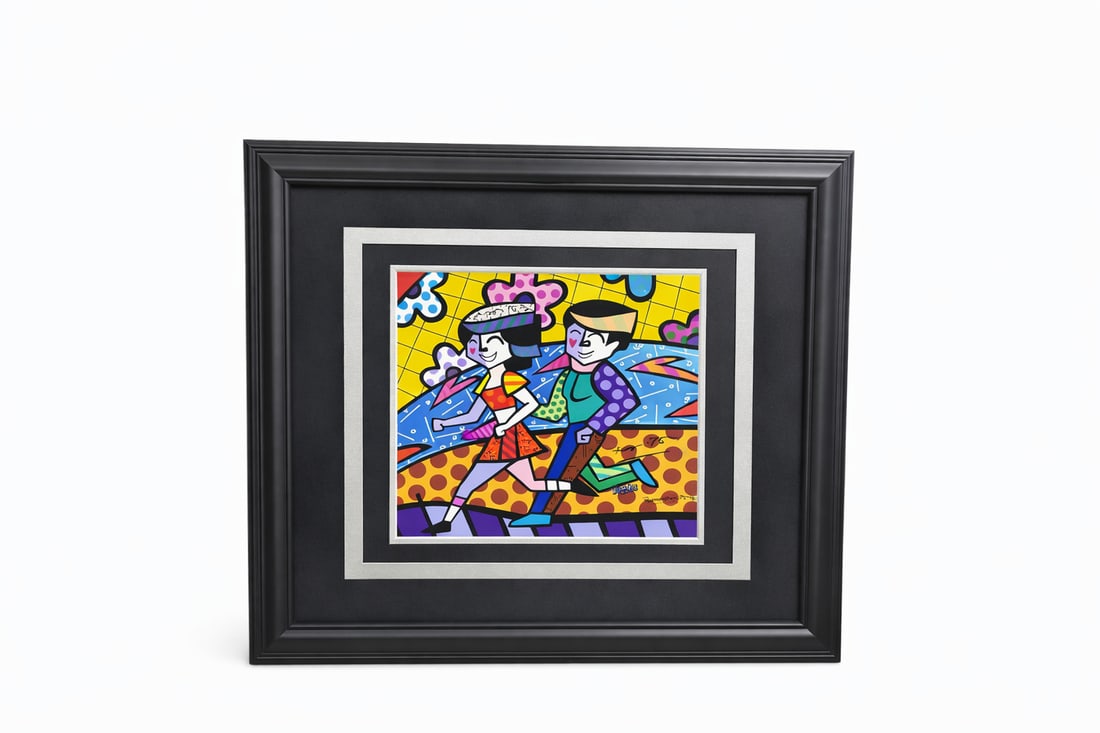 "Lovers running together" by Romero Britto (Brazil, b.1963) Serigraph Hand Signed 4/19/25 (1 of 5)