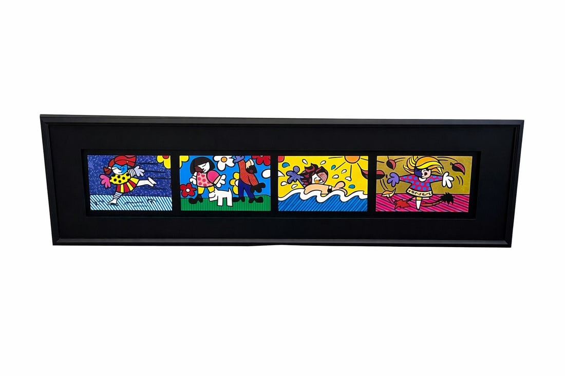 "Seasons of Miracles" by Romero Britto (Brazil, b.1963) Serigraph W/Coa: Description A vibrant and highly collectible complete suite of four limited-edition serigraphs on paper by renowned Brazilian neo-pop artist Romero Britto (b. 1963). Titled 