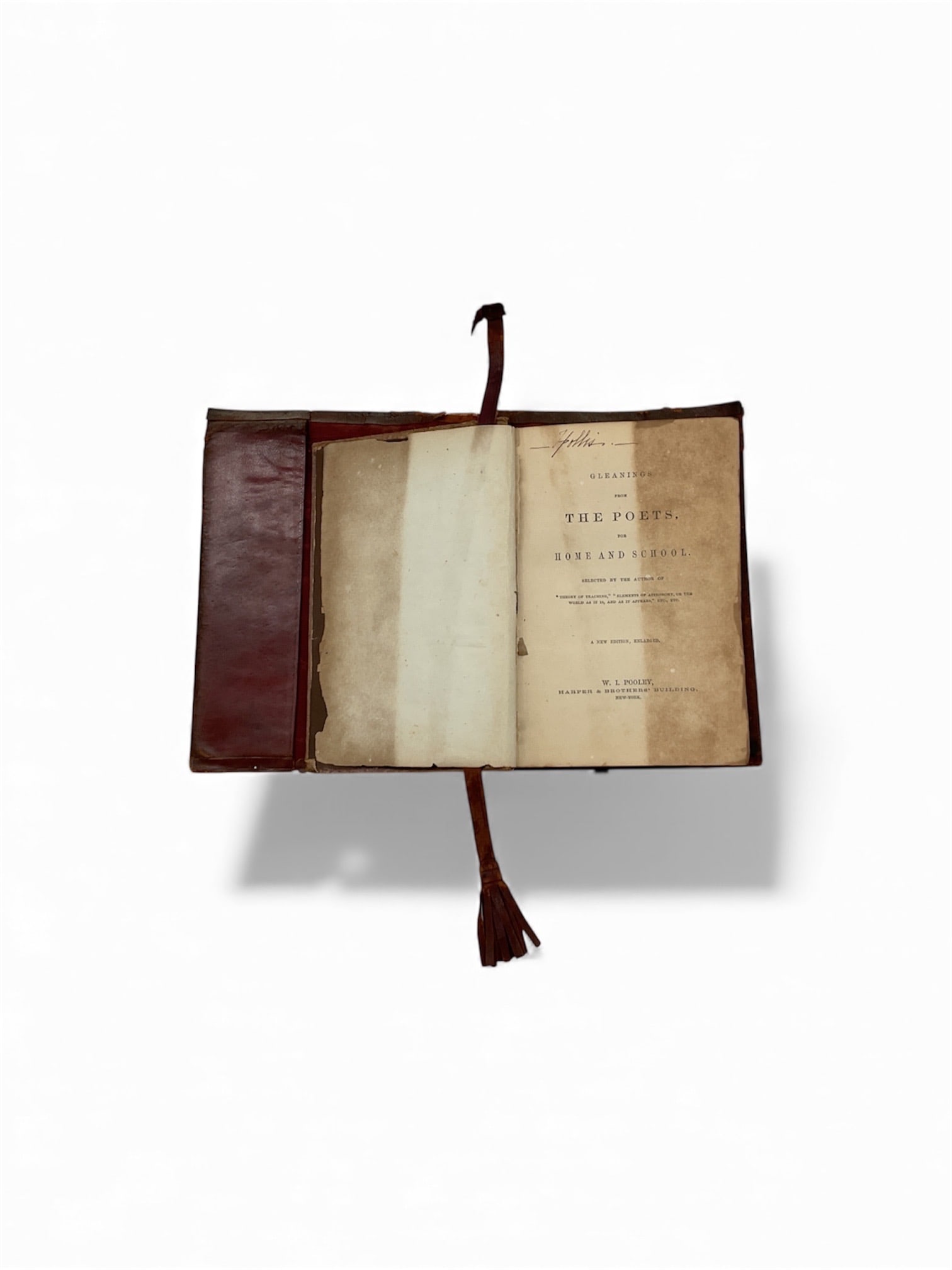 Antique 1850 "Gleanings from the Poets" Anthology, Leather Bound – W. I. Pooley Publisher (1 of 3)