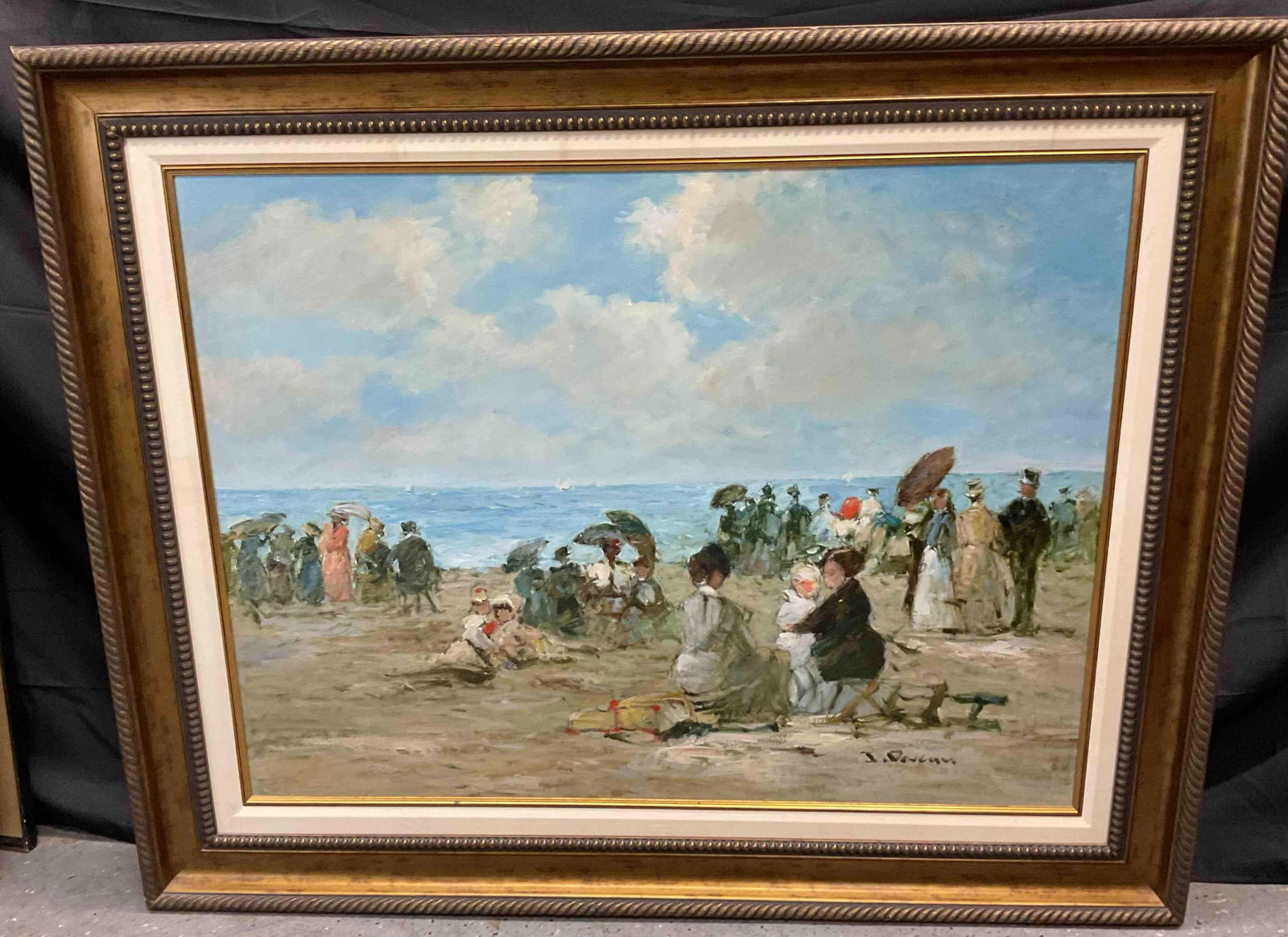 Beach Scene by Jaques Deveau (France, b.1937) Oil on Canvas (1 of 7)