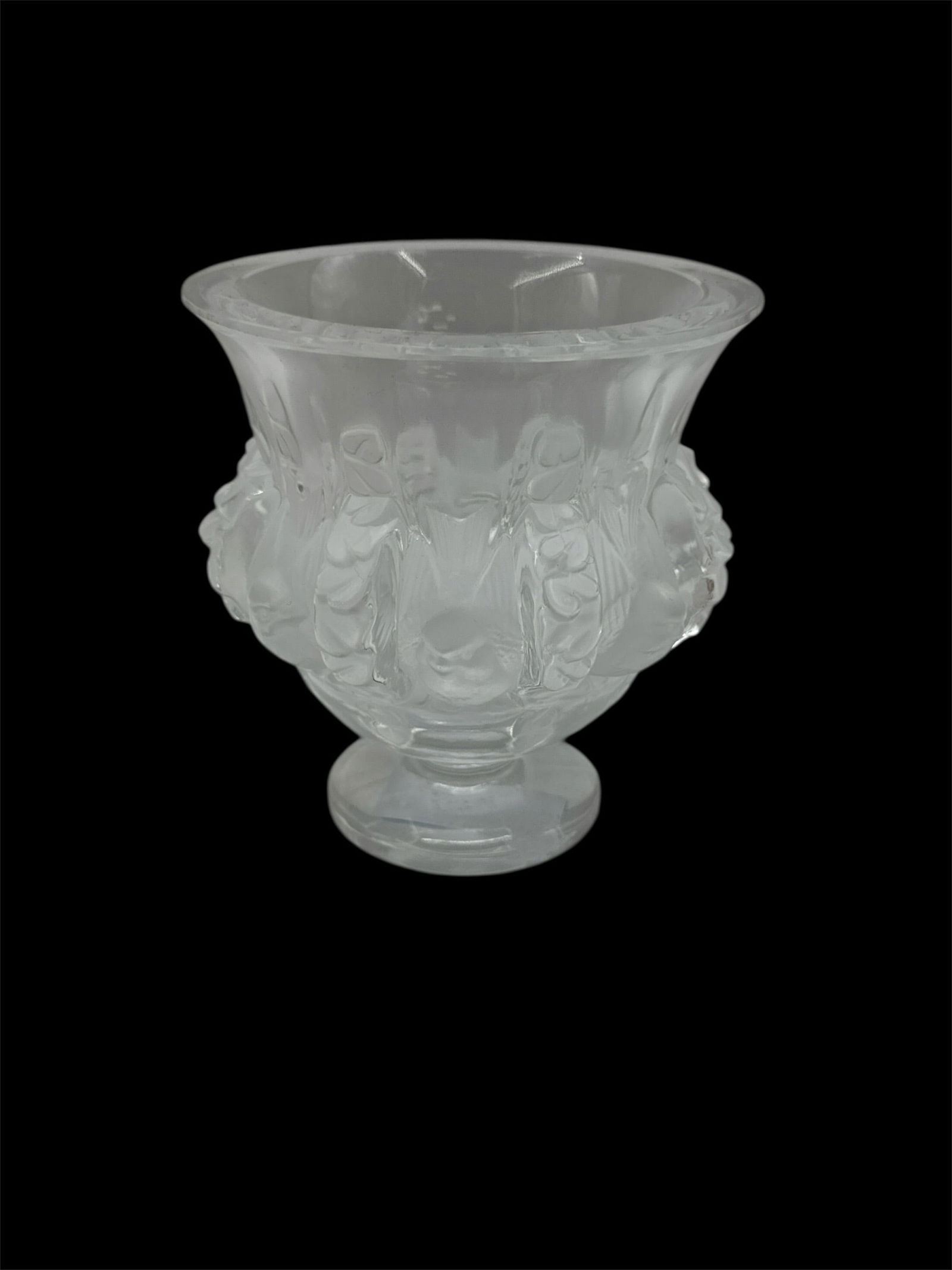 Lalique France Dampierre Frosted Crystal Sparrow Vase (1 of 3)
