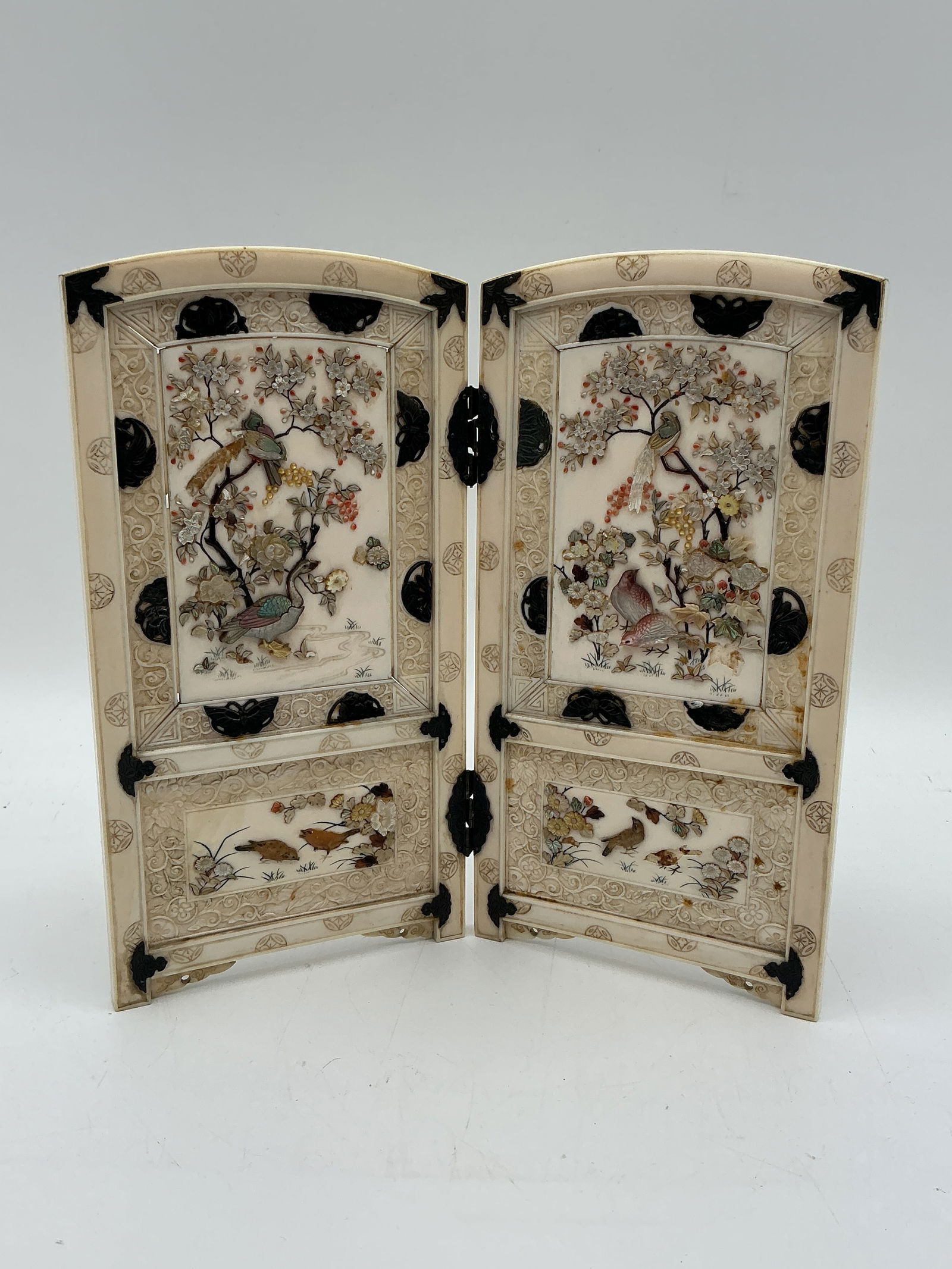 Japanese Inlaid Folding Screen (1 of 10)