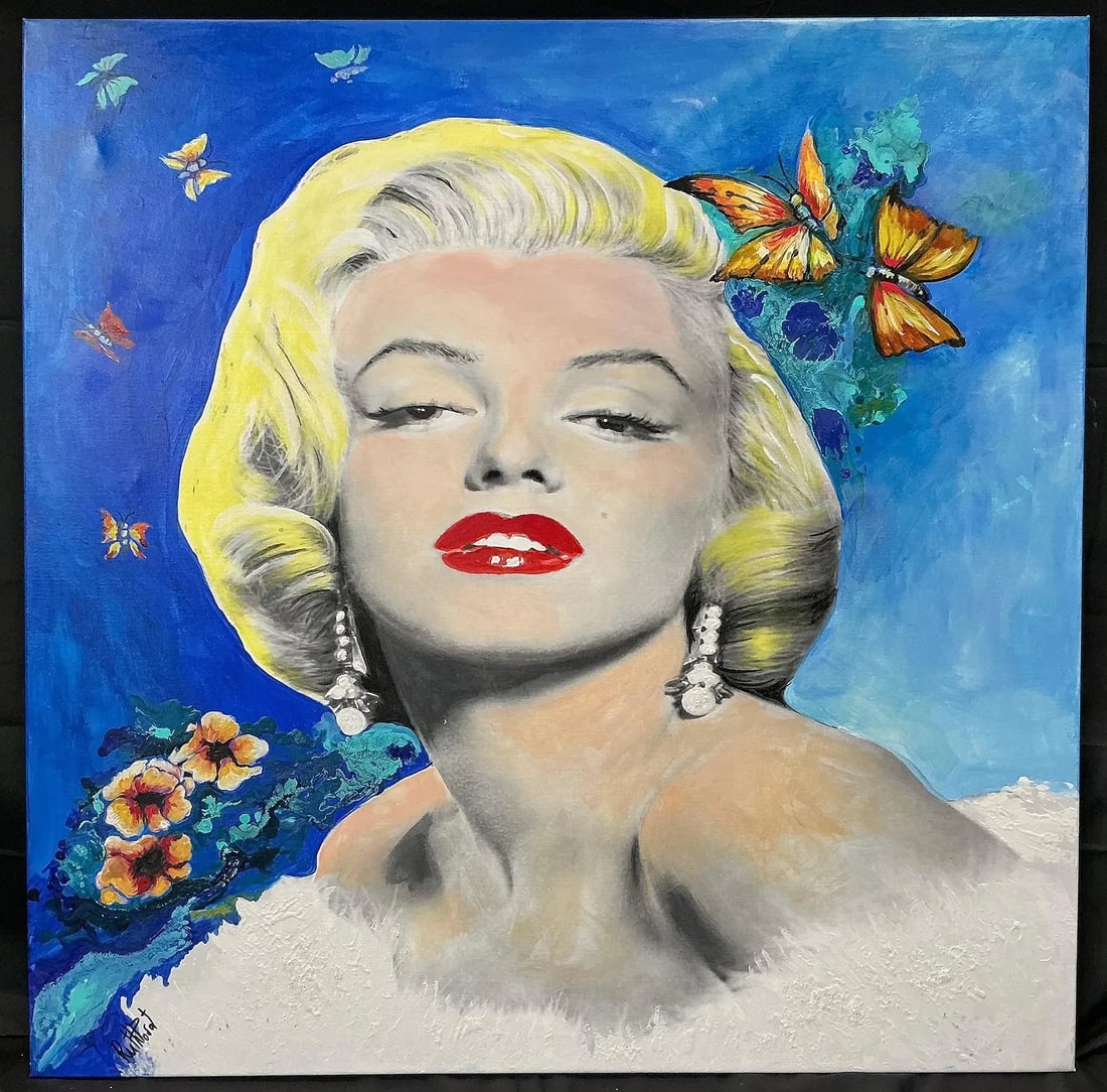 "Marilyn's Metamorphosis" by Ruth Porat (Israeli/American) Oil on Canvas: Description This vibrant, original artwork by the acclaimed Israeli-American artist 