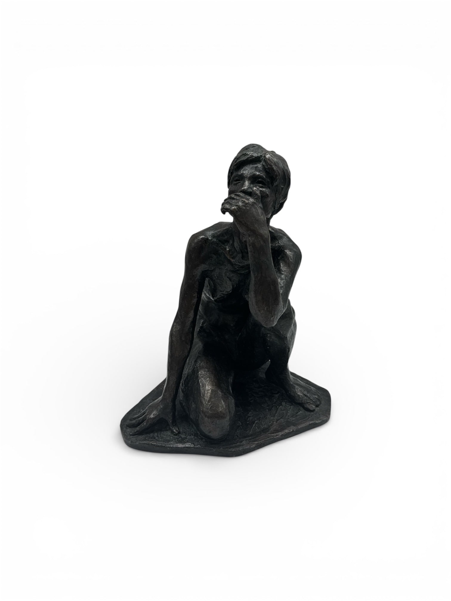 Thomas Holland Bronze Signed Polo Player Sculpture: This dynamic bronze sculpture by California artist Thomas Holland (1917–2004) depicts a polo player in mid-action, capturing the intense movement and athletic grace of the sport. An avid polo