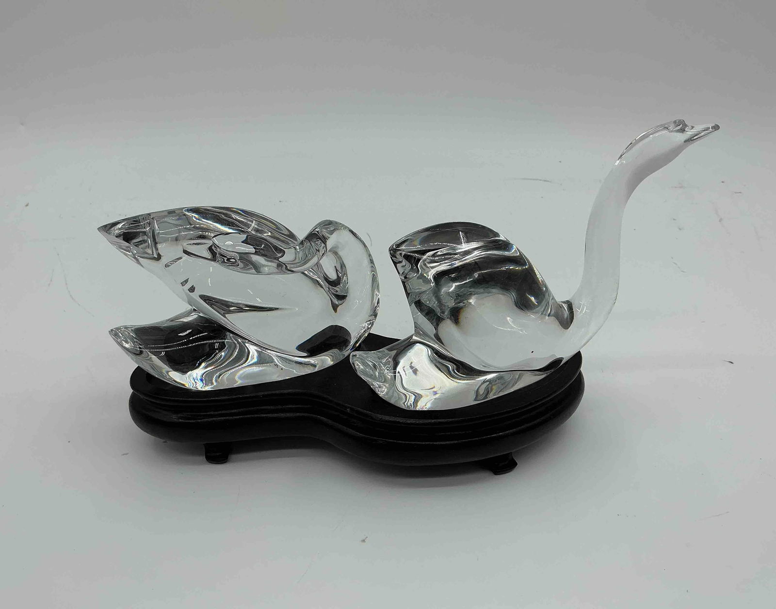 Baccarat Crystal Swan Pair on Wood Base (1 of 9)