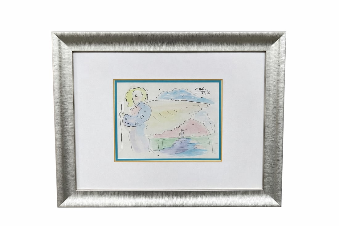 Peter Max (German/American, b.1937) Watercolor: Description This one-of-a-kind original mixed media on paper, titled 