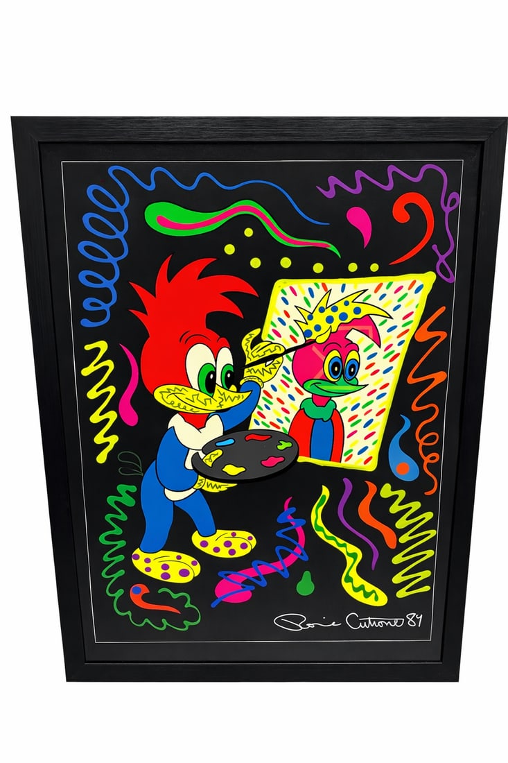 "Putting your face on" by Ronnie Cutrone (American, 1948-2013) Hand-Embellished Serigraph (1 of 5)