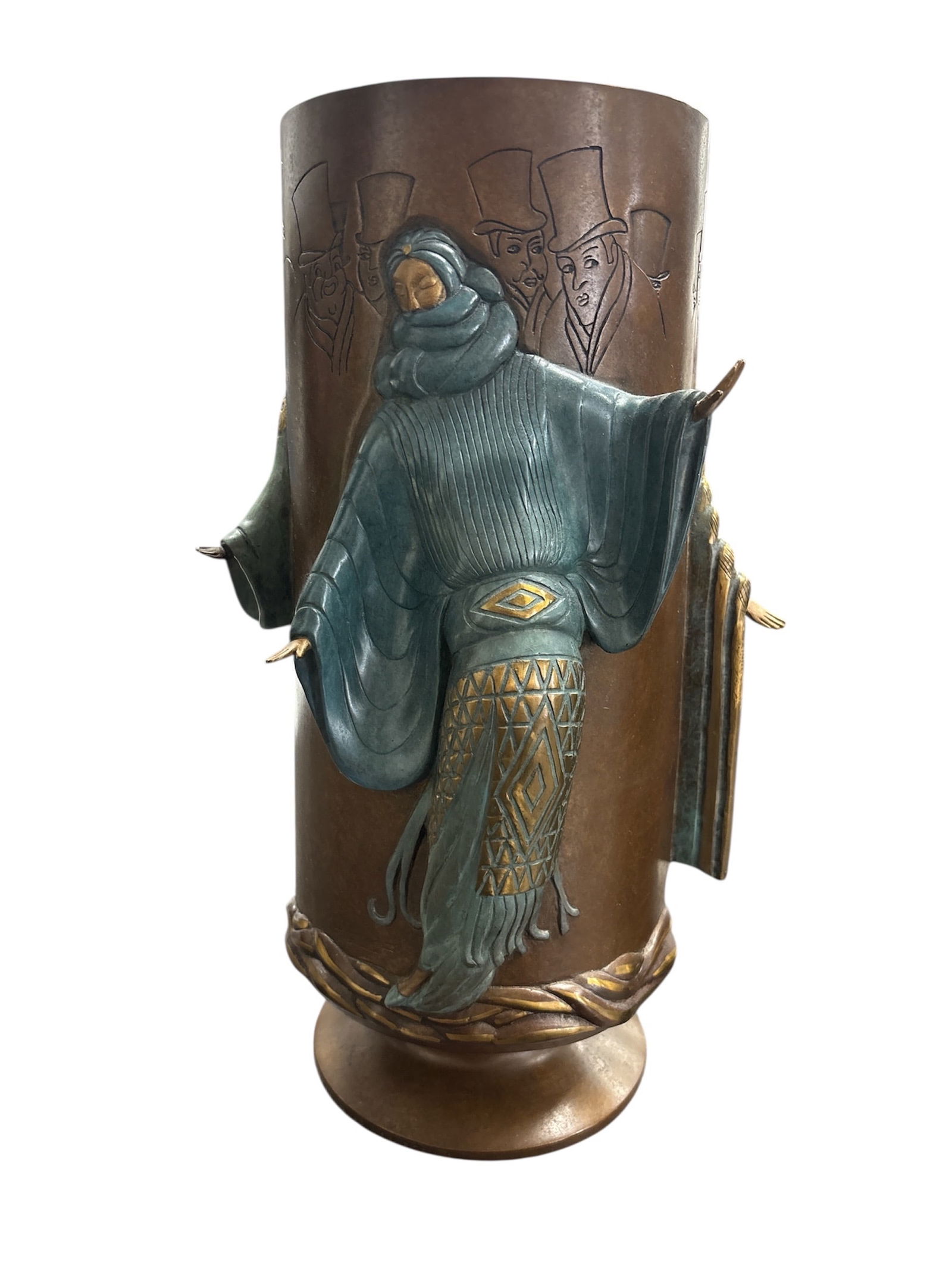 ERTE (Romain de Tirtoff) "Fantasy" Limited Edition Patinated Bronze Art Deco Vase, 1985 (1 of 5)