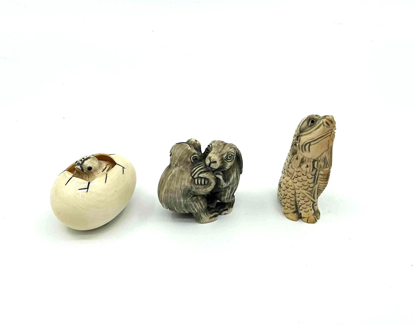 Three Japanese Style Netsuke Animal Figurines (1 of 4)