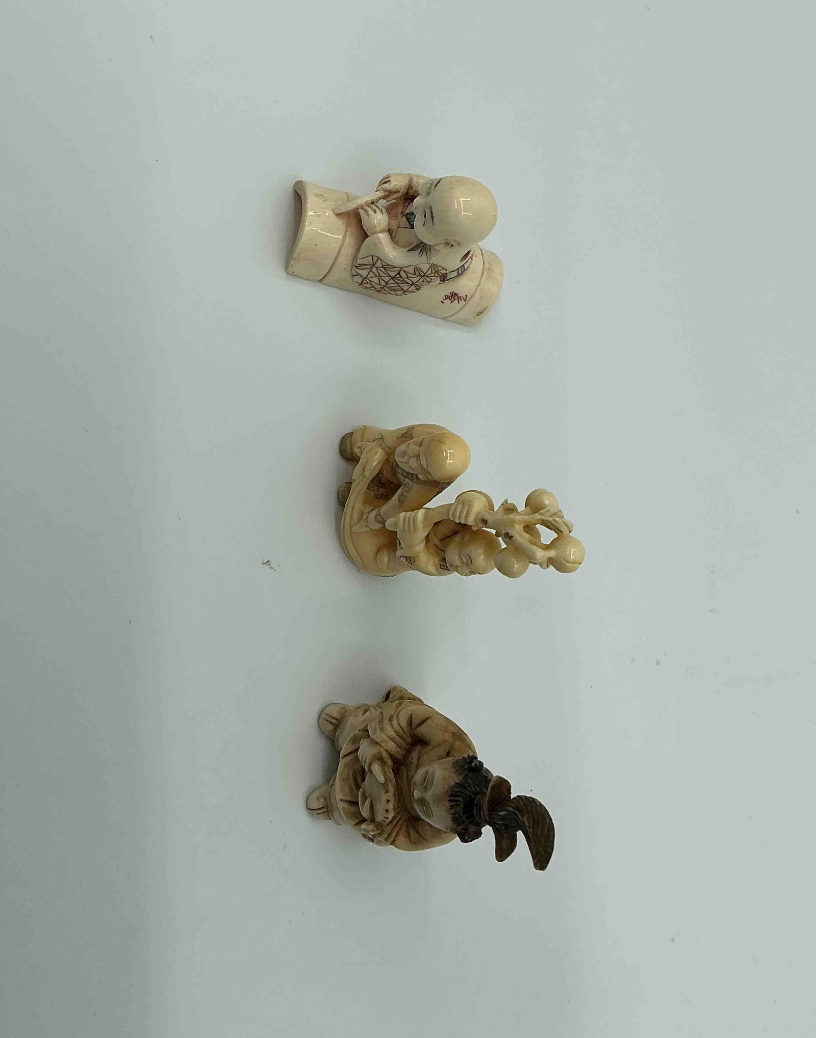 Three Japanese Style Netsuke Figurines - 5