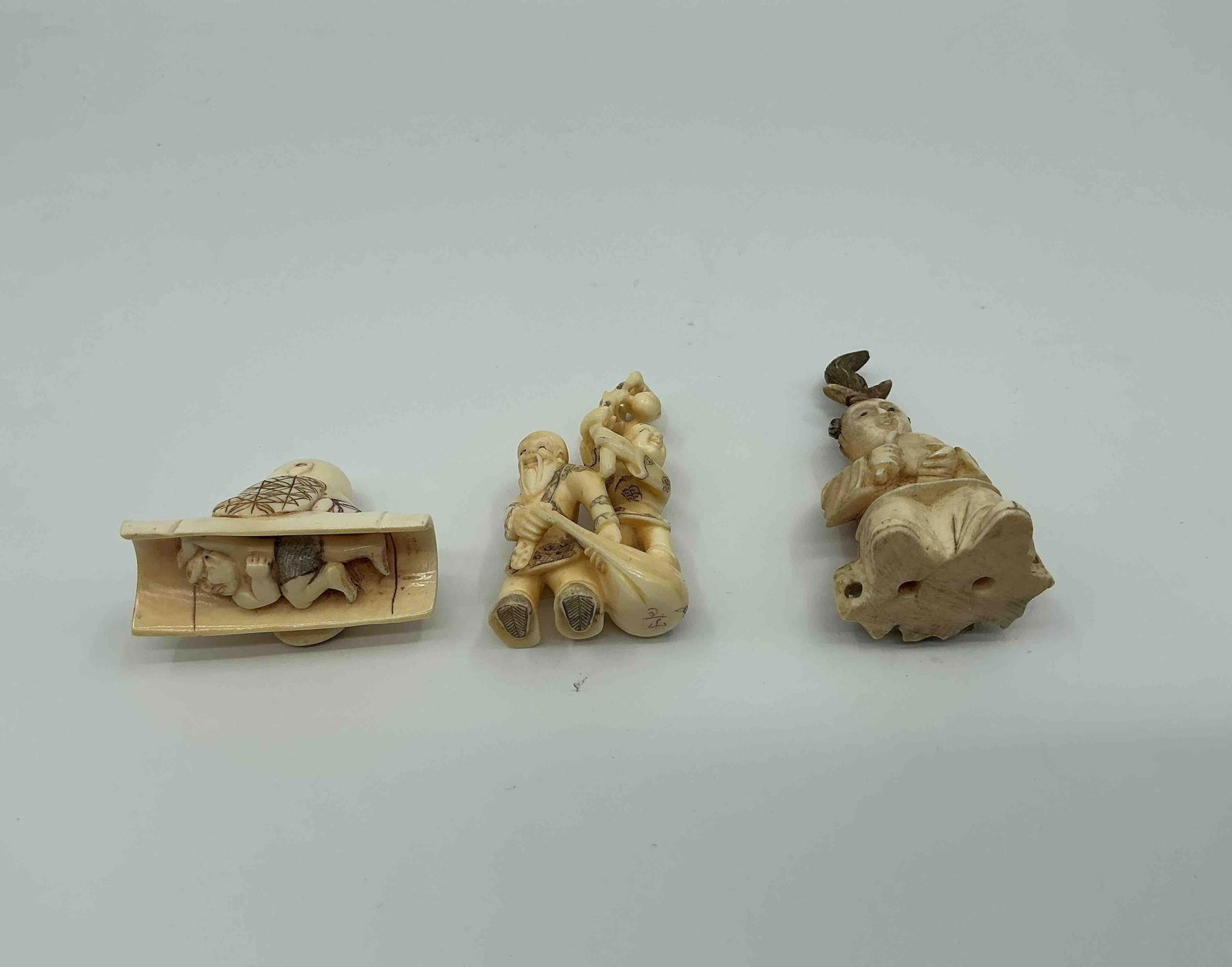 Three Japanese Style Netsuke Figurines - 6