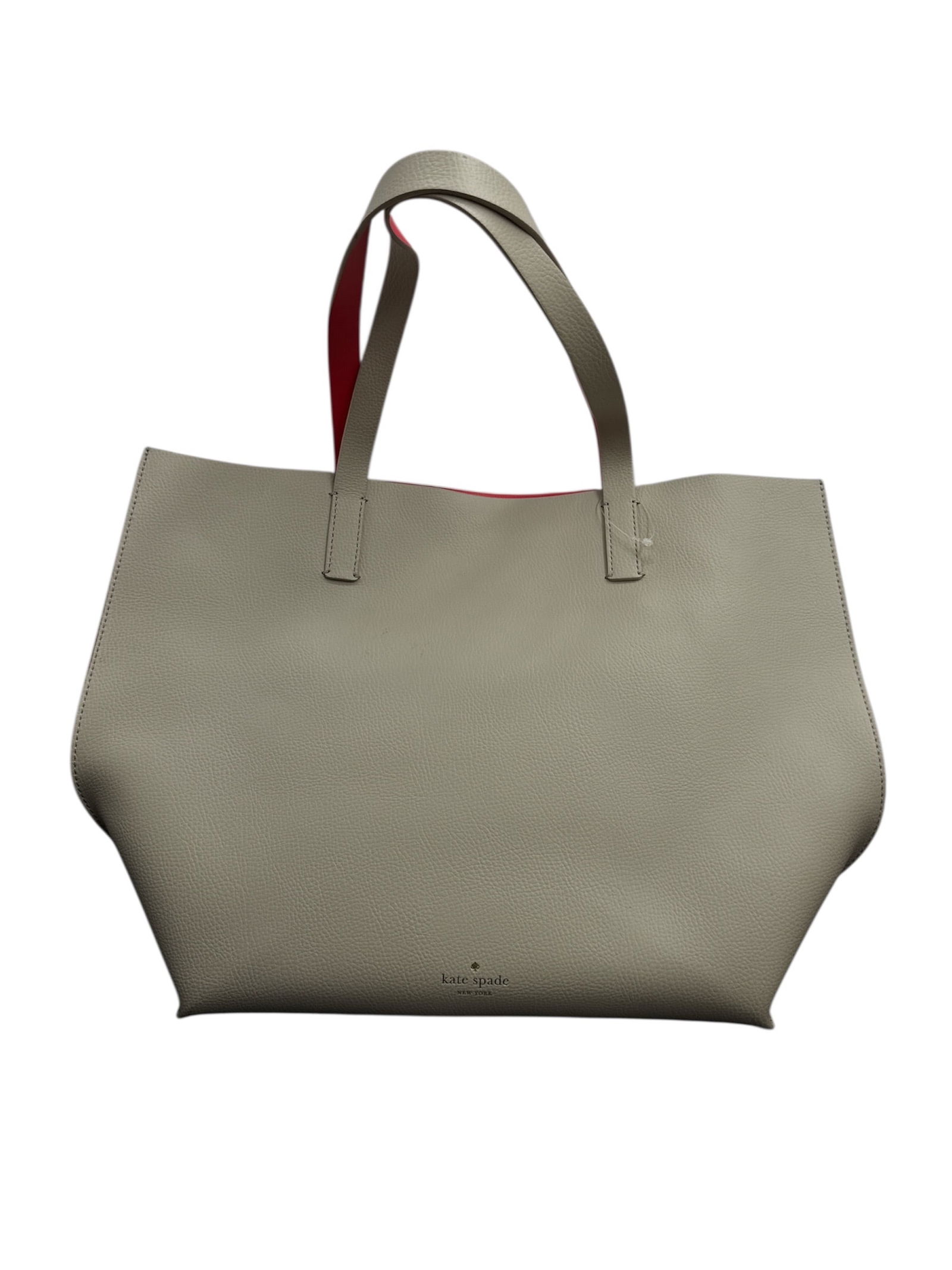 Kate Spade New York Pebbled Leather Tote Bag: This Kate Spade New York tote bag is crafted from pebbled leather in a soft neutral tone, featuring a clean, structured silhouette with minimal exterior detailing. The interior is finished in a