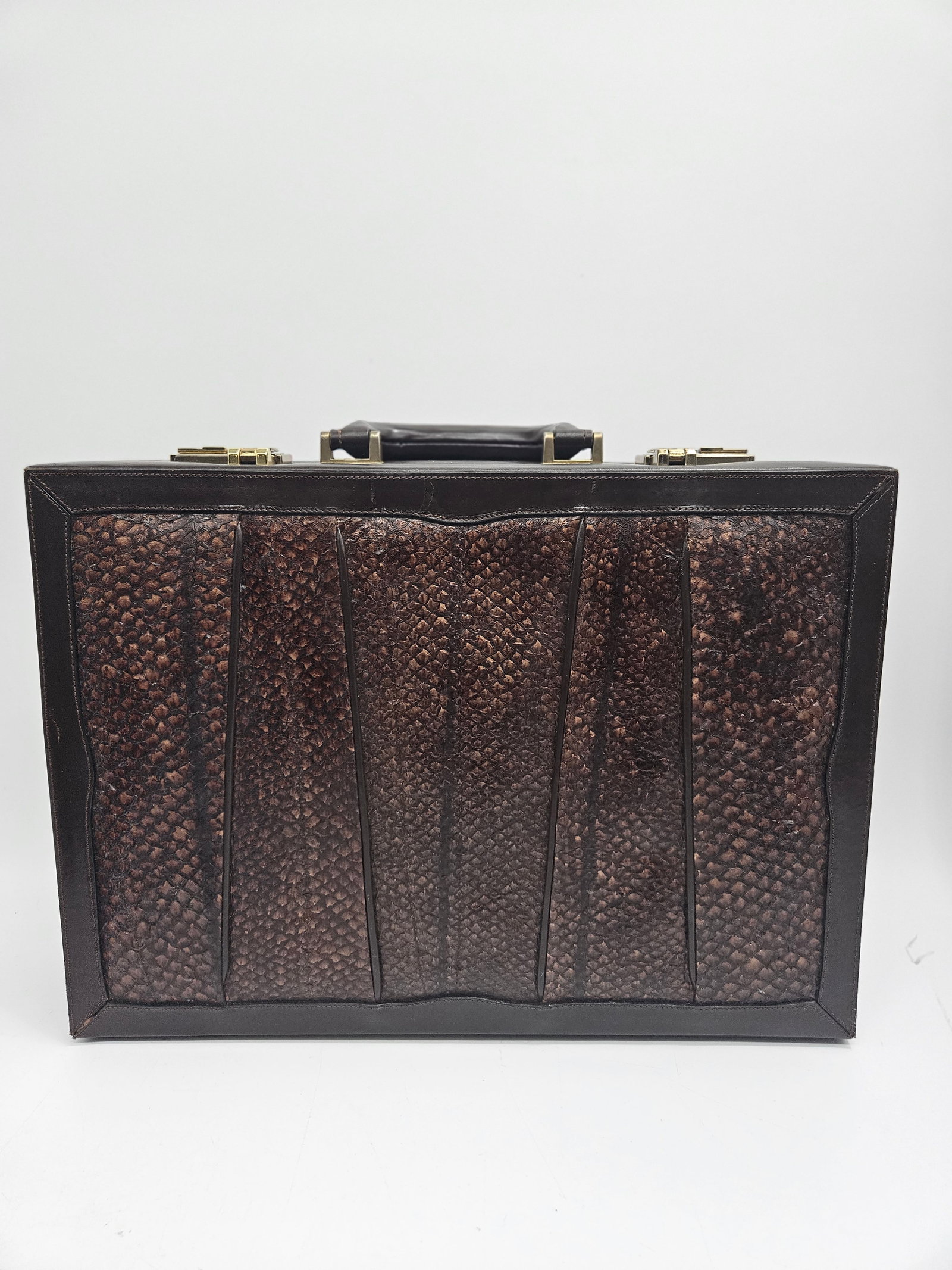 Vintage Brown Leather and Possible Snakeskin Briefcase (1 of 9)